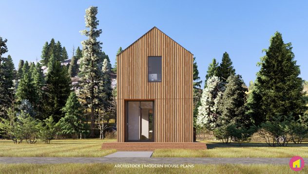 750 sq ft Scandinavian Tiny House Plan