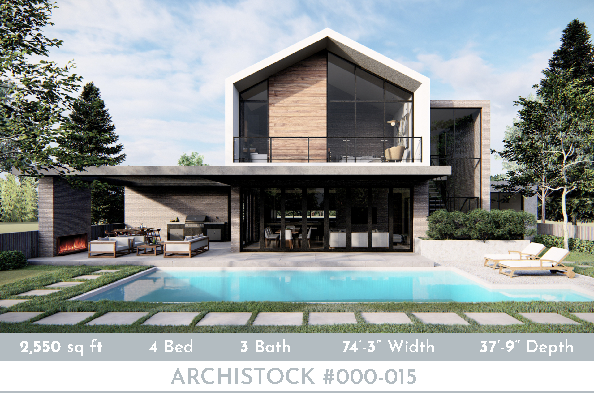 2 500 Sq Ft Scandinavian style Modern House Plan ANK STUDIO House Plans
