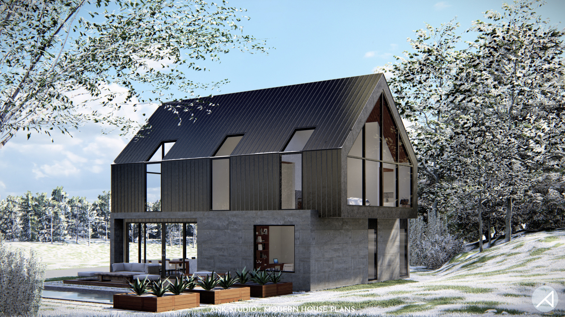 2,000 sq ft Modern Scandinavian Barndominium / Barn House Plan - Modern ...