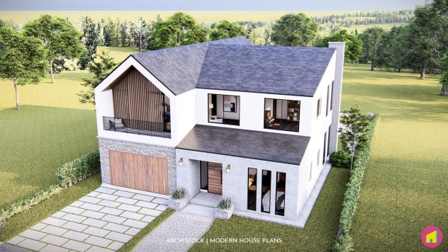 Narrow Scandinavian Farmhouse Plan