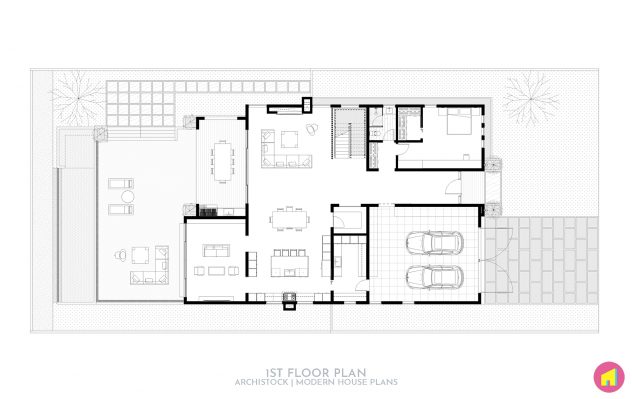 Narrow Scandinavian Farmhouse Plan